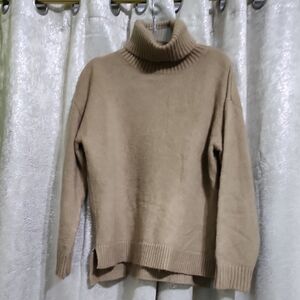 LOFT Camel/Tan Turtleneck Sweater - Soft Ribbed Trim